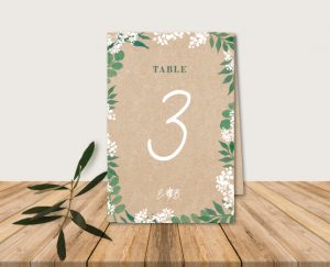 Inspiration nom de table carte double mariage kraft nature eucalyptus et gypsophile