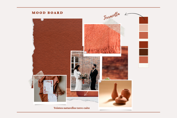 Moodboard organisation mariage couleur terracotta