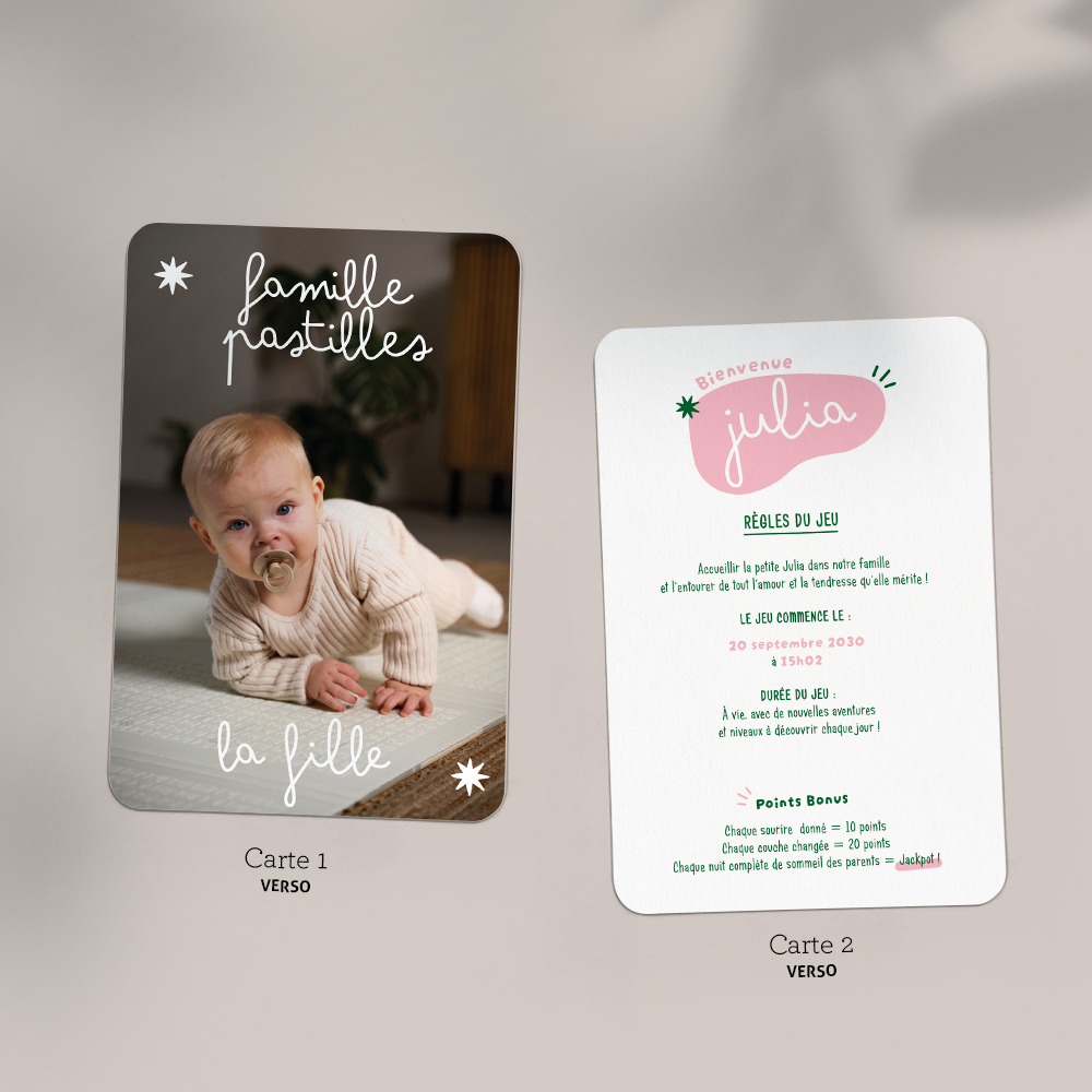 faire-parts de naissance jeu de cartes